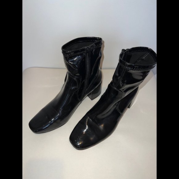 Aldo Faux Patent Leather Chunky Heeled Boot - Picture 2 of 4